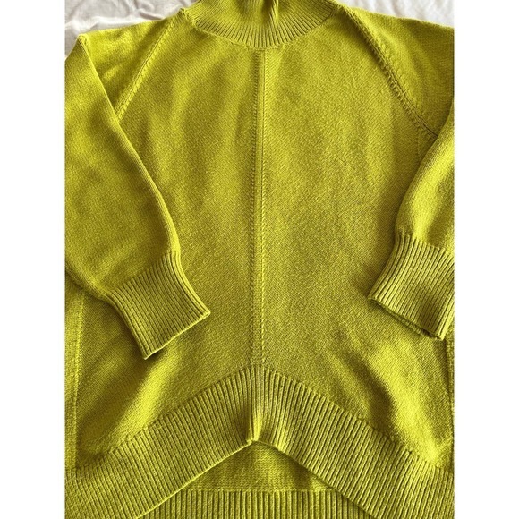 Anthropologie Maeve Crystal Tunic Sweater Mock Neck Chartreuse Yellow Hi Low S - Picture 5 of 11